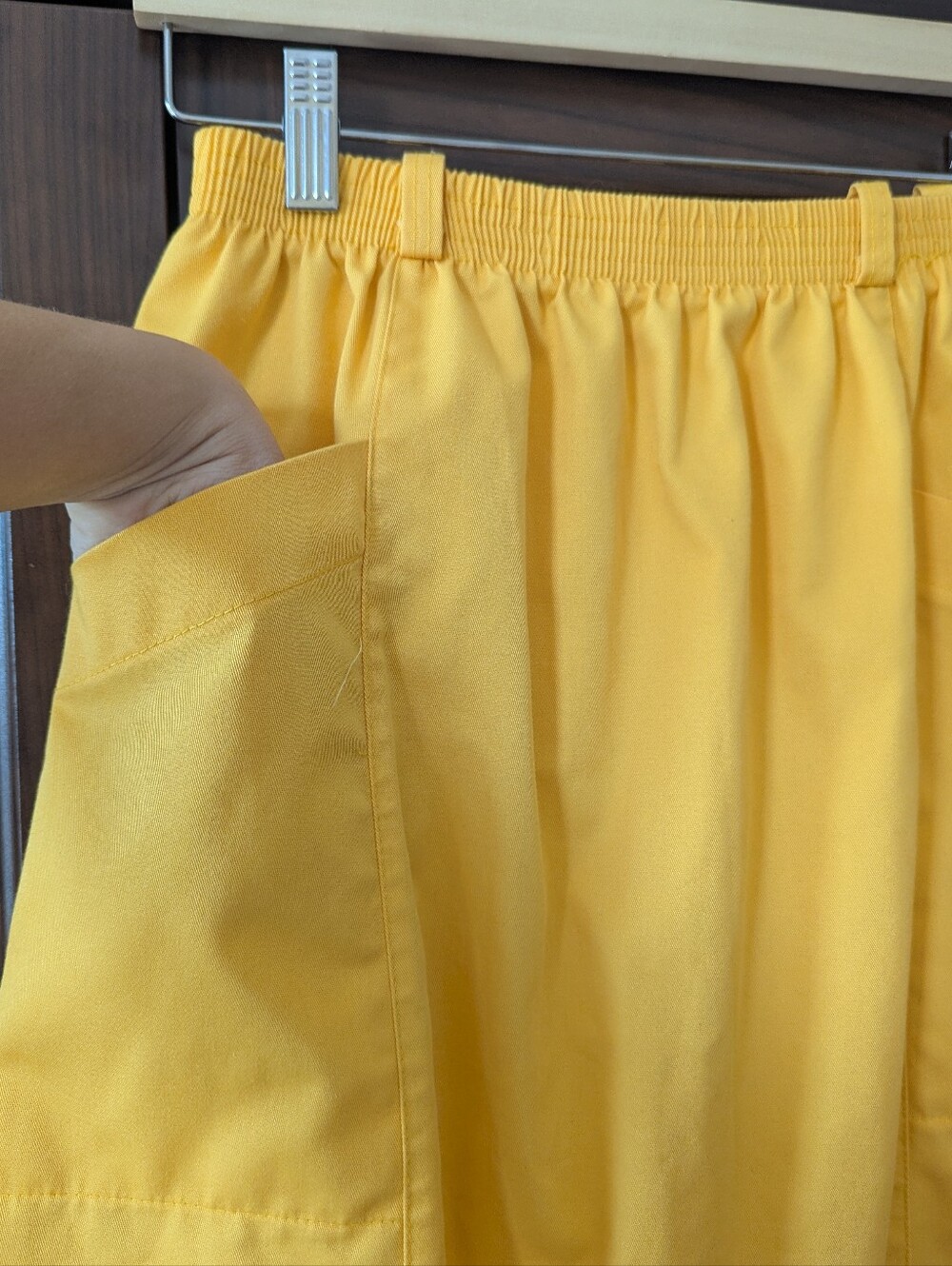 Vintage 70's Made In Canada Bright Yellow Skirt Pockets Midi Sz Small Medium - Picture 4 of 12